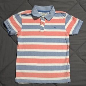 Blue and Pink Striped Polo Shirt with Classic Collar